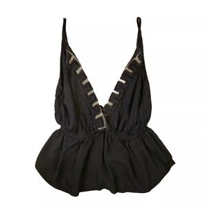 Free People XS Surplice Neckline Black Spaghetti Strap V Back